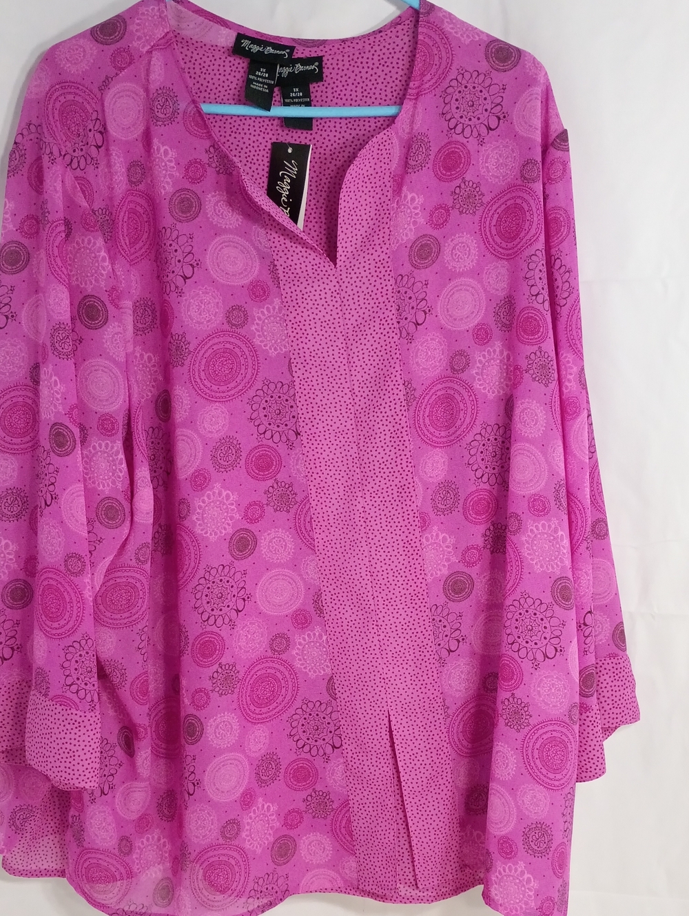 Maggie Barnes Magenta Circle-Print V-Neck Tunic